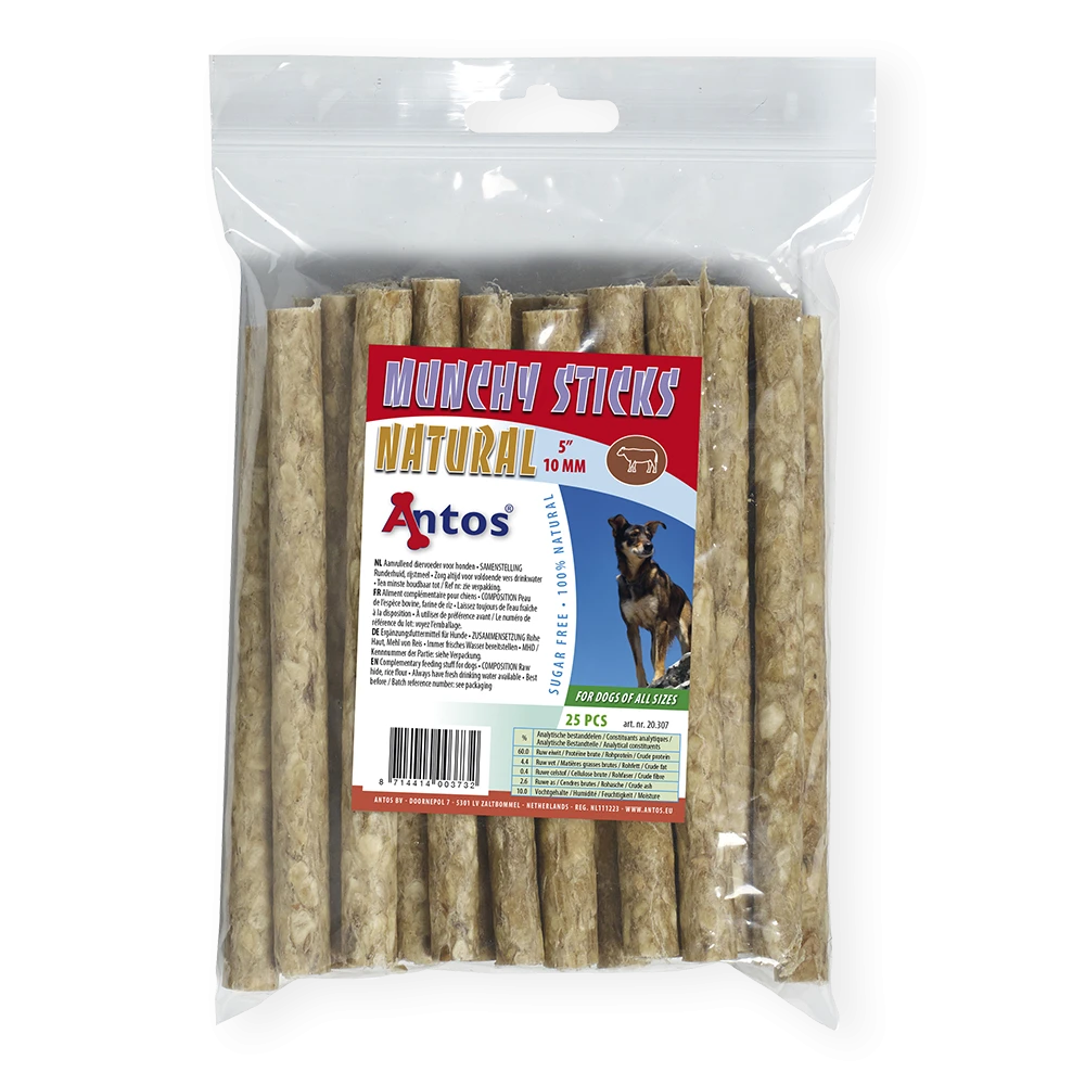 Munchy Sticks 5" 10 mm Natural 25 pcs