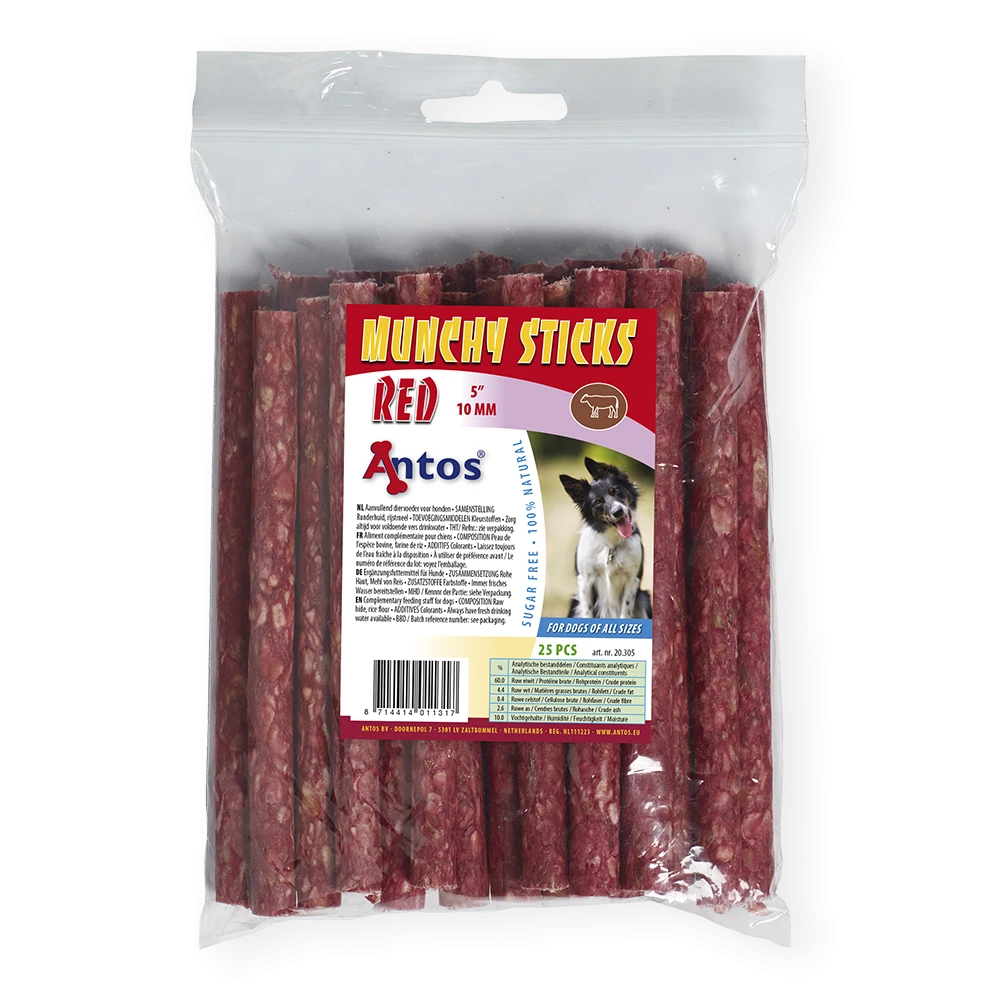 Munchy Sticks 5" 10 mm Red 25 pcs