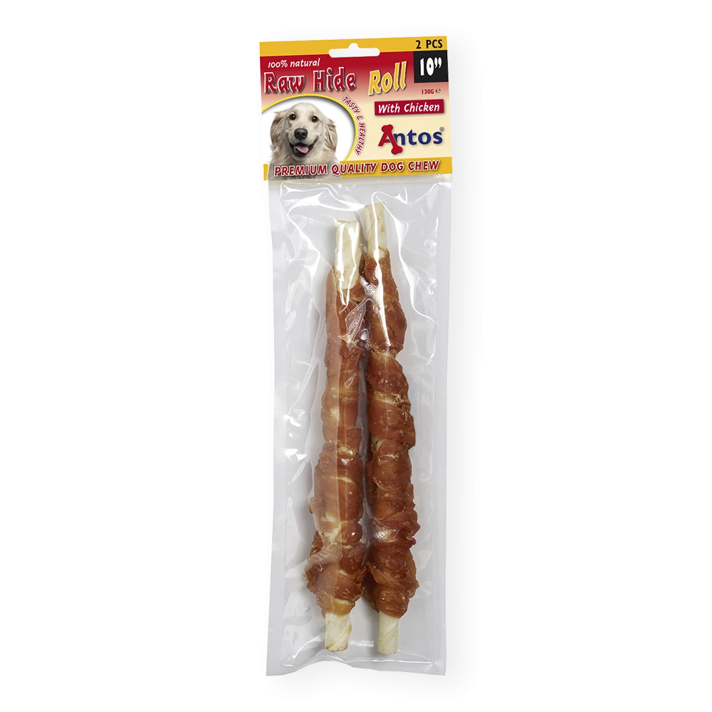 Raw Hide White + Chicken Roll 10" 2 pcs