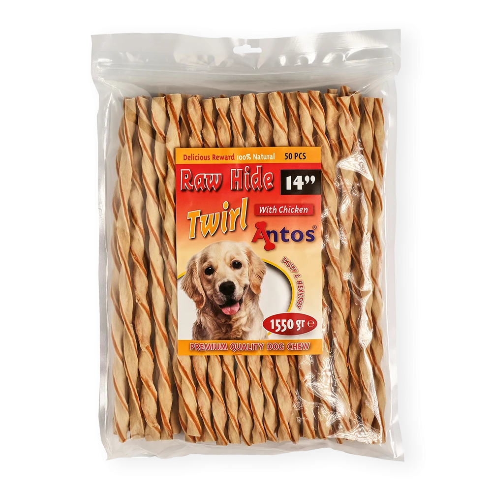 Raw Hide White + Chicken Twirl 14" 50 pcs