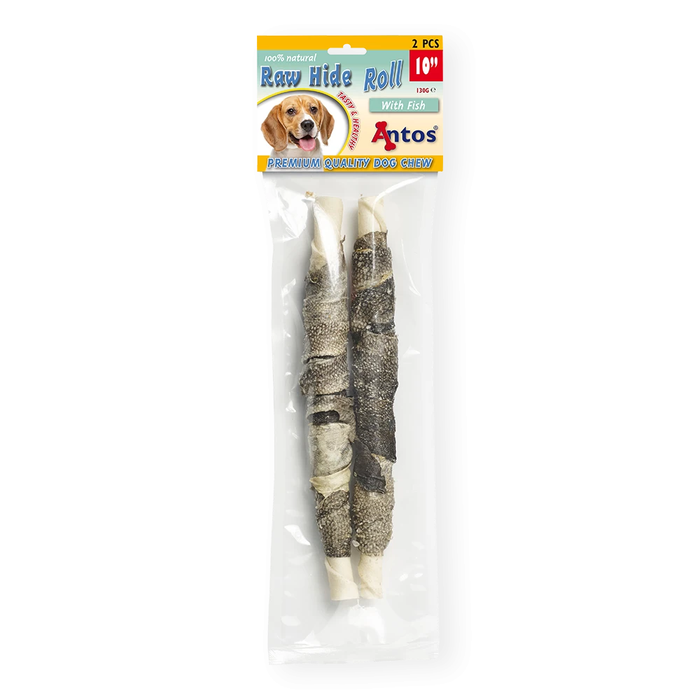 Raw Hide White + Fish Roll 10" 2 pcs