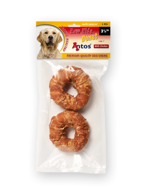 Raw Hide White + Chicken Donut 3½" 2 pcs