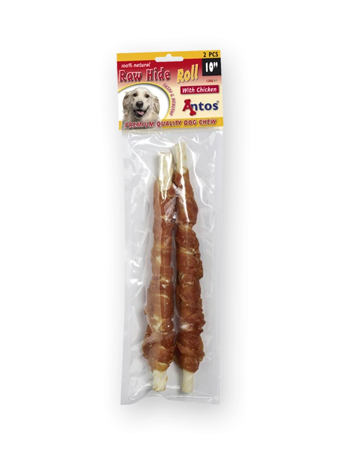 Raw Hide White + Chicken Roll 10" 2 pcs