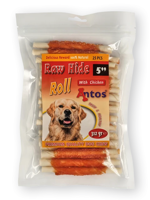Raw Hide White + Chicken Roll 5" 25 pcs