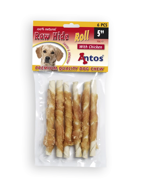 Raw Hide White + Chicken Roll 5" 6 pcs