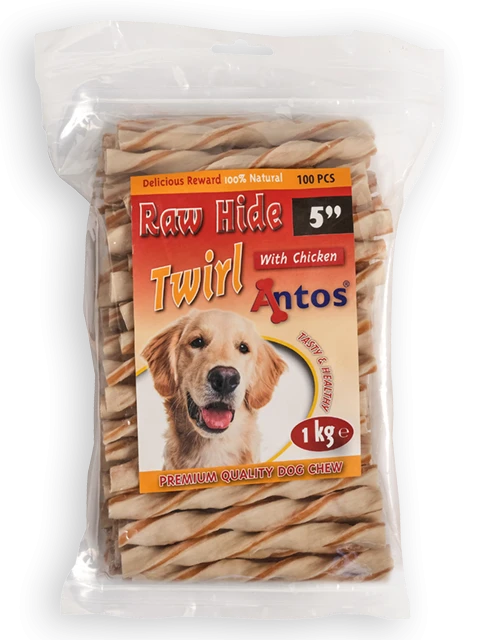 Raw Hide White + Chicken Twirl 5" 100 pcs