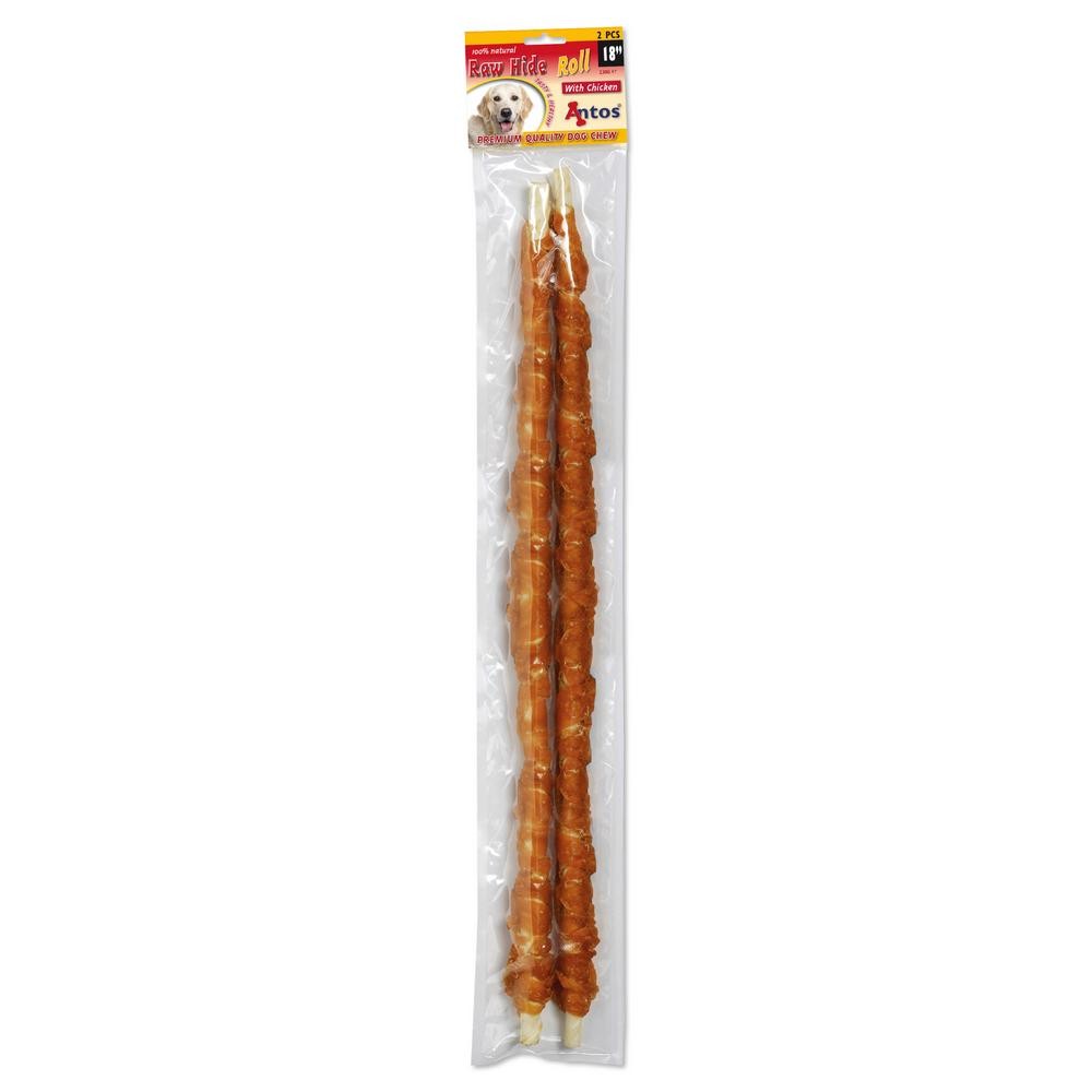 Raw Hide White + Chicken Roll 18" 2 pcs