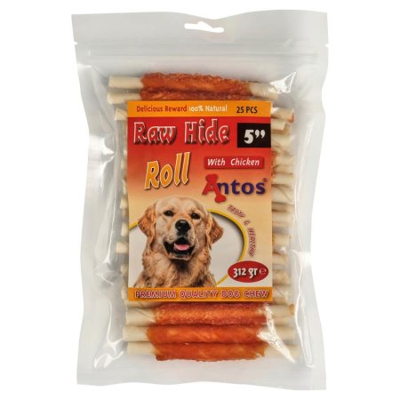Raw Hide White + Chicken Roll 5" 25 pcs