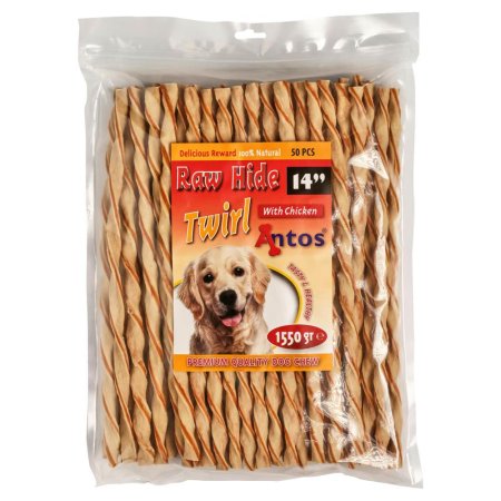 Raw Hide White + Chicken Twirl 14" 50 pcs
