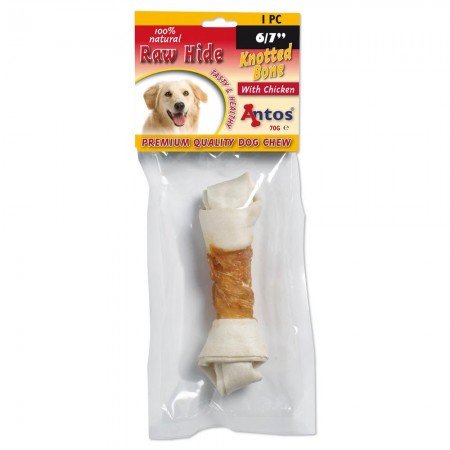 Raw Hide White + Chicken Knotted Bone 6/7" 1 pc