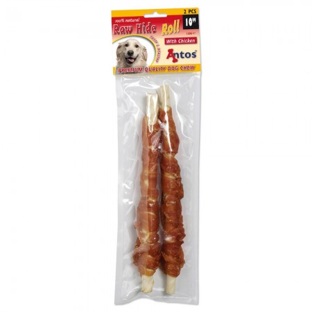 Raw Hide White + Chicken Roll 10" 2 pcs