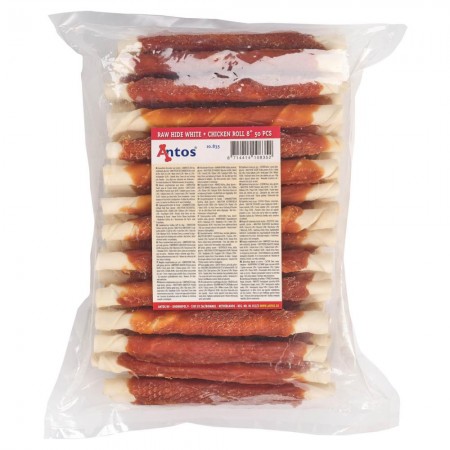 Raw Hide White + Chicken Roll 8" 50 pcs