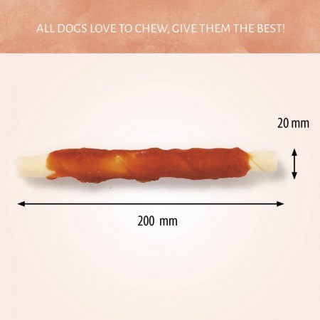 Raw Hide White + Chicken Roll 8" 50 pcs