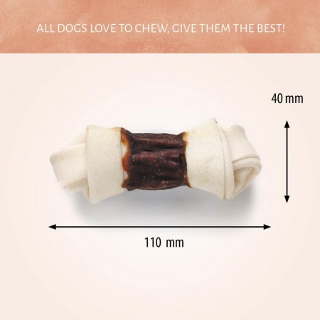 Raw Hide White + Duck Knotted Bone 4/5" 2 pcs